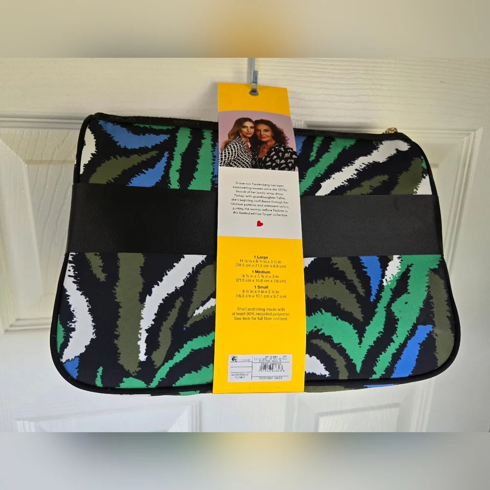 Diane von Furstenberg for Target DVF Print Zip Travel Pouch Set Makeup Bag NWT
